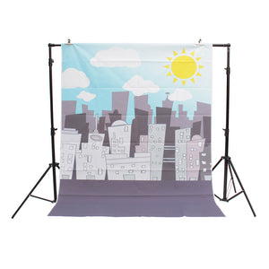 5x7ft Blue Sky City Cartoon Graffiti Photography Backdrop Studio Prop Background