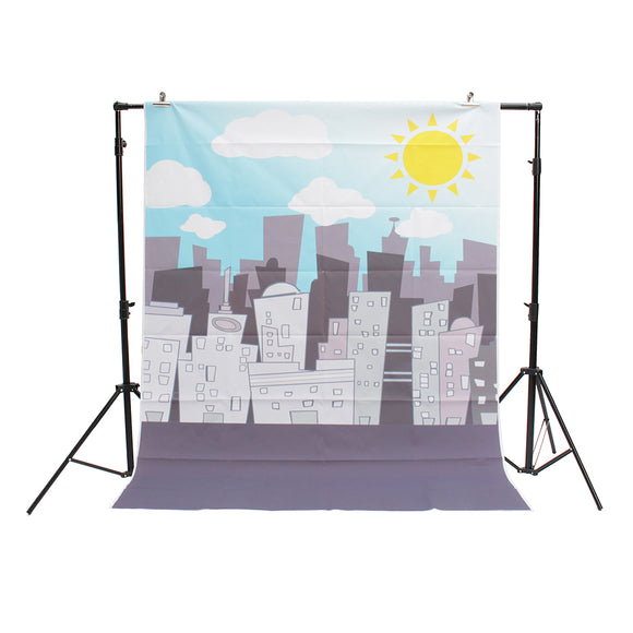 5x7ft Blue Sky City Cartoon Graffiti Photography Backdrop Studio Prop Background