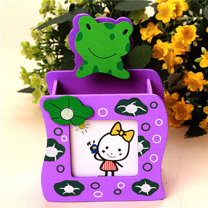 Cartoon Wooden Pen Pencil Holder Aminal pen container Memo Clip