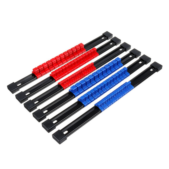 6pcs 1/4 3/8 1/2 Inch Socket Organizer Mountable Sliding Holder Rail Rack Tool Storage