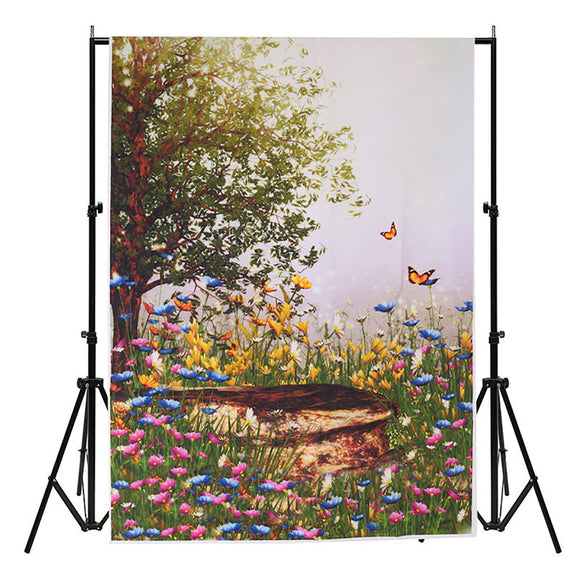 3x5FT Vinyl Spring Tree Butterfly Flower Photography Backdrop Background Studio Prop