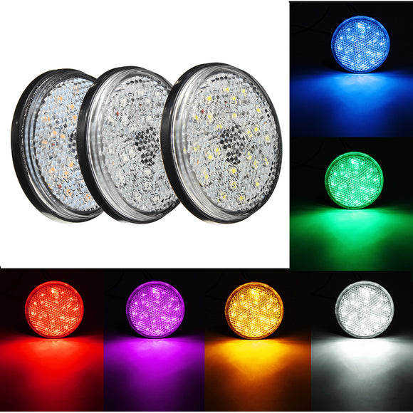 6W 24LED  Round Reflector LED Rear Taillight Brake Stop Light For Motorcycle 7 Colors