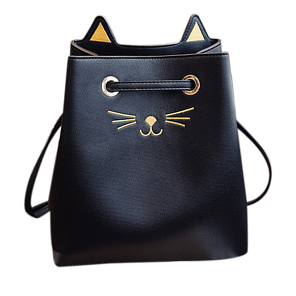 Women Cat PU Leather Handbags Casual Cute Large Capacity Bag Shoulder Bags