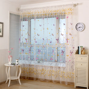 Honana WX-C6 Colorful Butterfly Flower Voile Curtain Panel Window Room Divider Sheer Curtain