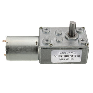 12V 24RPM Square Speed Gear Box Worm Geared DC Motor High Torque 370 Motor