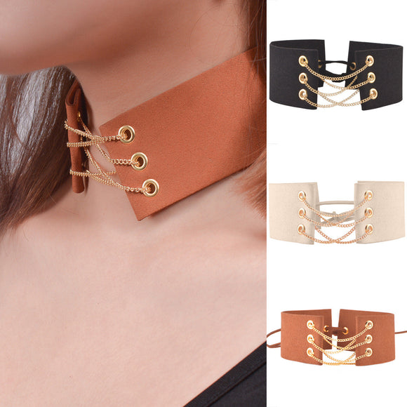 Vintage Folk Style Necklace Velvet Clavicle Collar Necklaces