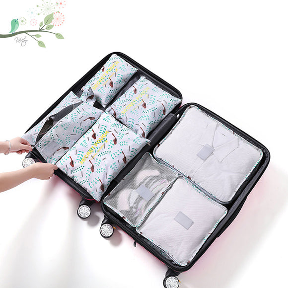 KCASA 7Pcs Travel Storage Bags Set Portable Tidy Suitcase Organizer Waterproof Clothes Packing Bag