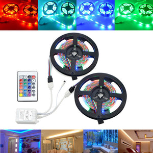 10M SMD2835 Non-Waterproof 600 LED RGB Strip Flexible Tape Light Kit + 24 Keys Controller DC12V