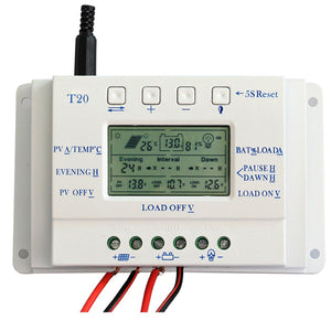 T20 20A 12V/24V PWM LCD Display Solar Panel Battery Regulator Charge Controller