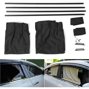 2X 51*39CM Adjustable Car Window Sunshade Side Window Curtains with Tracks