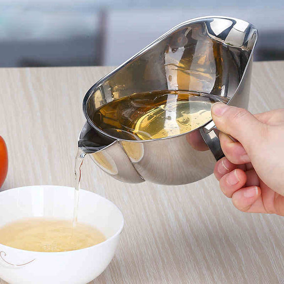 304 Stainless Steel Kitchen Oil Filter Bowl Soup Fat Separator Strainer Cooking Tool