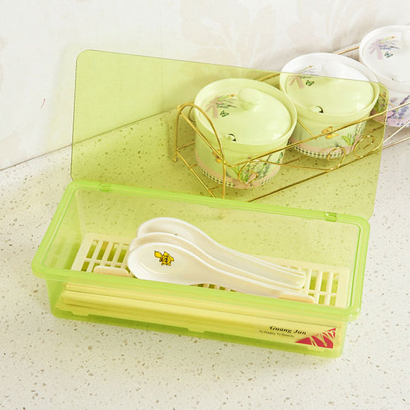 Multifunctional Plastic Kitchen Tableware Chopsticks Spoon Fork Storage Box With Cover Drop Water