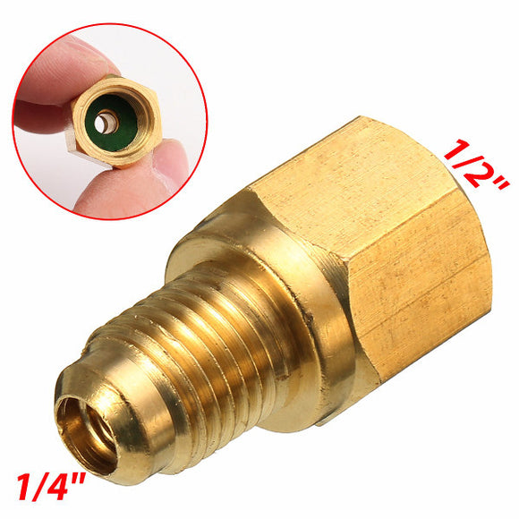 Brass R134a Refrigerant Tank 1/2Inch Female x 1/4Inch Male Flare A/C Fitting Adapter