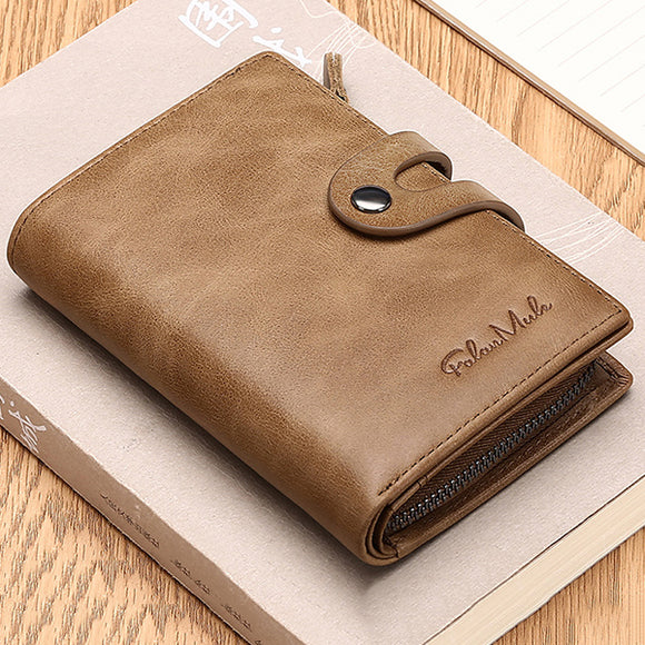 Men's Wallet Genuine Leather Credit Card Holder Zipper Wallet