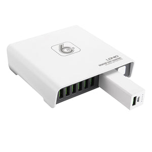 LDNIO A6802 40W 6 USB Ports USB Charger Desktop Charger EU Plug with Power Bank 2600mAh