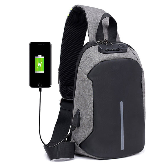 Nylon Anti-theft Casual Crossbody Bag Sport External USB Charge Waterproof Chest Bags For Men