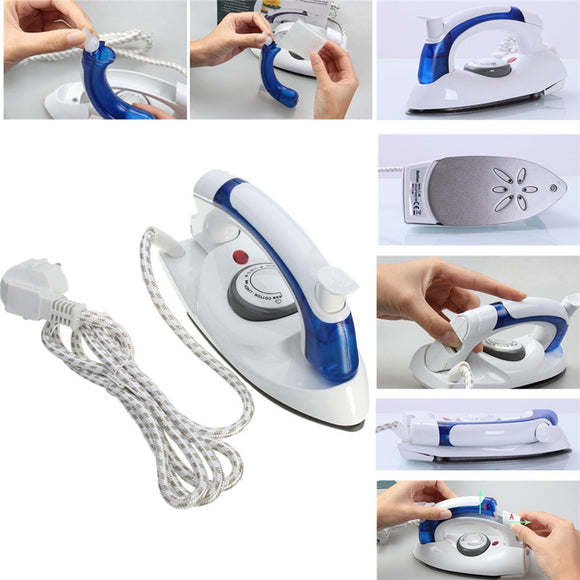 Portable Foldable Folding Adjustable Thermostatic Compact Handheld Flat Travel Steam Iron