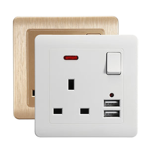 86 Type Dual USB Wall Socket Switch DC 5V/2.1A Electrical Plugs Sockets Wall UK Socket Plate