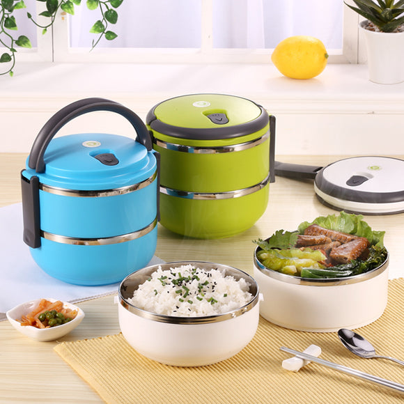 2 Layers Stainless Steel Bento Lunch Box Portable Thermal Insulation Lunch Box