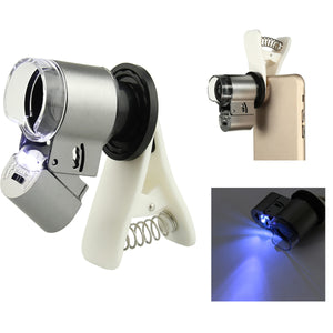 65X Microscope Magnifier Micro Lens Optical Zoom With LED light For Cell Phone