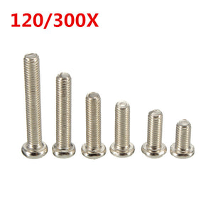 300 / 120pcs M3 Stainless Steel Button Philip Head Socket Cap Screw Assortment Kit