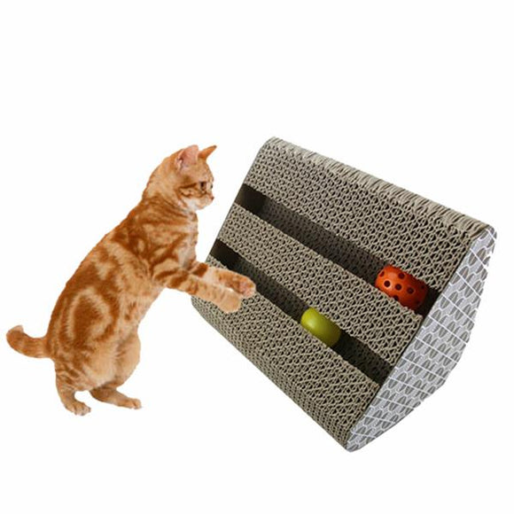 Cat Toy Kitty Scratcher Catnip Scratch Board Incline Scratcher Kitty Toy With Bell Ball