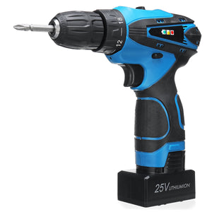 32 Gears Lithium Power Drills 25V Cordless Electric Screwdriver Dual Speed Two Batteries