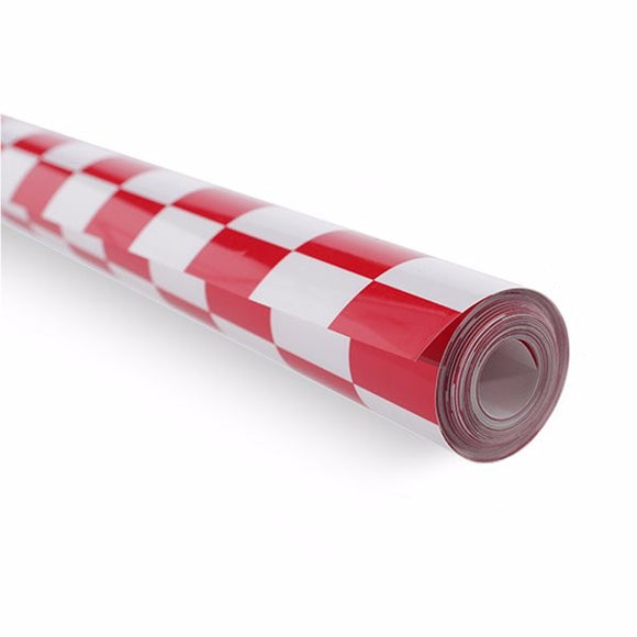 Heat Shrinkable Skin 5m Red And White Checkered Covering Film For RC Airplane