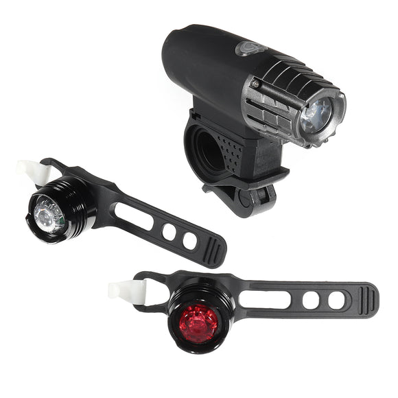 BIKIGHT 500LM USB Rechargeable LED Bicycle Bright Bike Front Headlight and 2 Rear TailLight Set