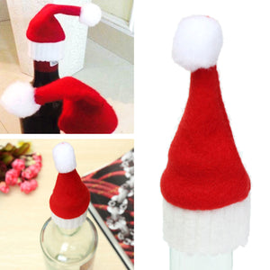 10pcs Christmas Wine Bottle Hat Christmas Dinner Table Decoration