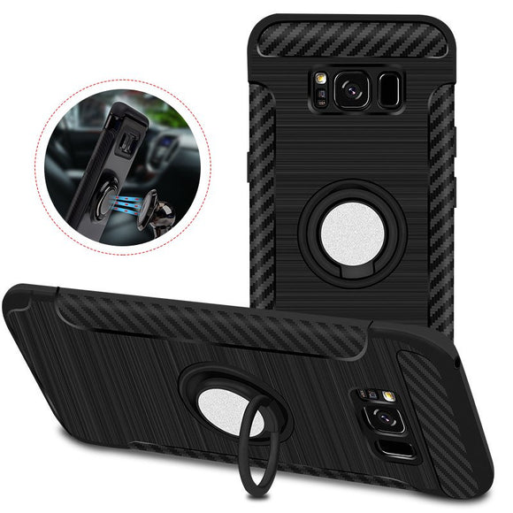 Rotating Ring Grip Holder Carbon Fiber Case For Samsung Galaxy S8 Plus