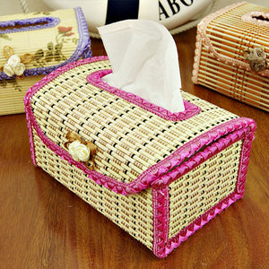 Bamboo Tissue Boxes Handmade Facial Napkin Cover Holder Car Living Room Toliet Paper Case