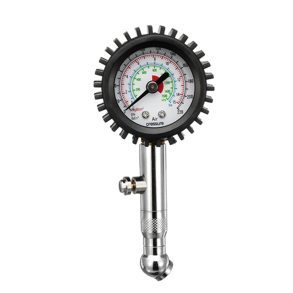 220PSI Tire Tyre Air Pressure Gauge Dial Meter For Auto Car Vehicle Motorcycle Automobile