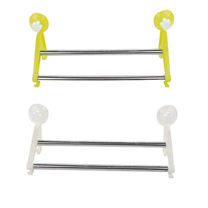 Double Wall Mounted Bathroom Rail Towels Shelf Rack Holder Bar Hangers Hook