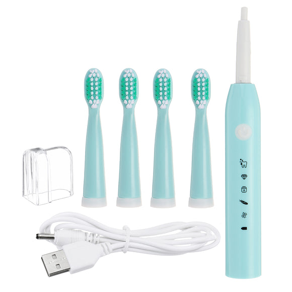 5 Mode Electric Toothbrush USB Charging Rechargeable Waterproof Whitening with 4 Brushes