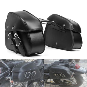 Motorcycle PU Leather Saddlebags Waterproof Saddle Swing Arm Bag Left Right