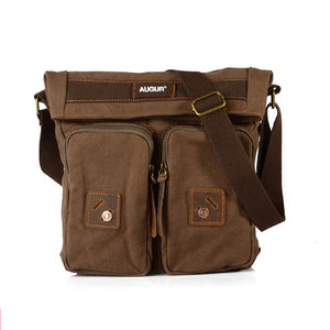 Men Retro Canvas Shoulder Bag Multi Pocket Leisure Messenger Bag