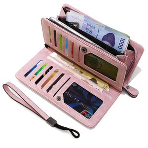 Universal Large Capacity Card Slot Long Purse Clutch Phone Wallet for Phone Under 5.5-inch