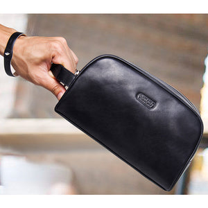 Men Genuine Leather Phone Pocket Large Capacity Travel Sports Clutch Bag