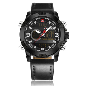 NAVIFORCE NF9097 Fashion Men Dual Display Watch Luxury Leather Strap Sport Watch