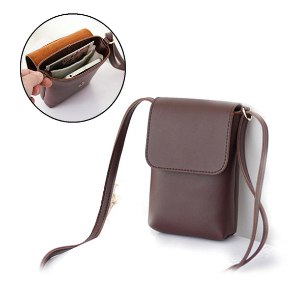 Flip Cover Magnetic Buckle PU Leather Women Messenger Bag Phone Wallet for Phone Under 6 inches