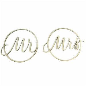 Mr & Mrs Wedding Chair Signs Floral HoopCalligraphy Wooden Hanging Circle Set Decor Supplies