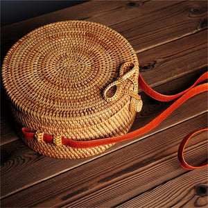 Hand Woven Bag Round Rattan Straw Bags Bohemia Beach Bag