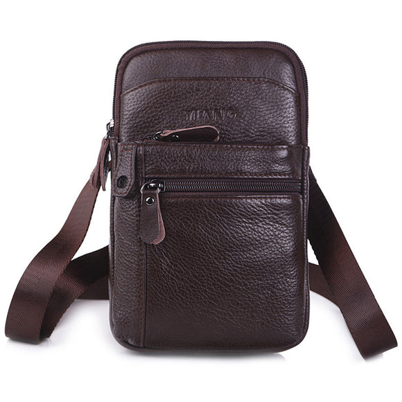 Genuine Leather Multi-functional 7 Inch Phone Bag Waist Bag Crossbody Bag For Men