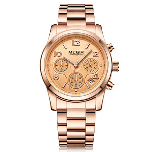 MEGIR 2057 Women Watch Luxury Fashion Chronograph Ladies Quartz Wrist Watch