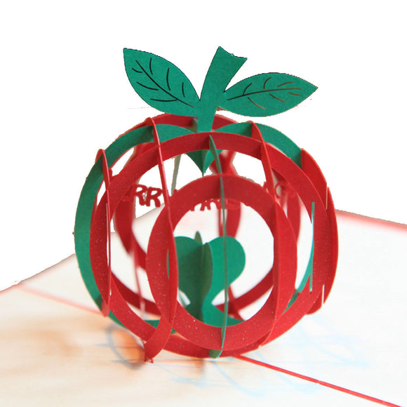 Christmas Apple Shape 3D Pop Up Greeting Card Christmas Gifts Party Greeting Card