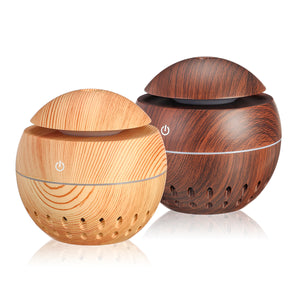 USB Mini Wood Grain Air Humidifier Aroma Essential Oil Diffuser 7 Colors LED Lights