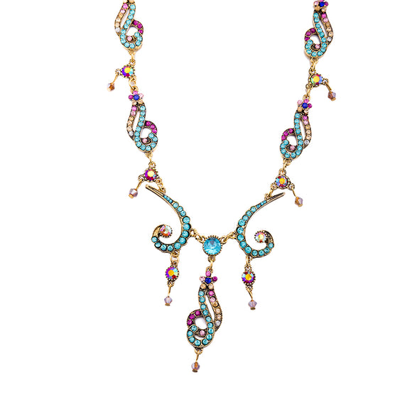 Irregular Streamline Statement Necklace Colourful Crystal Fashionable Women Jewelry Wholesale