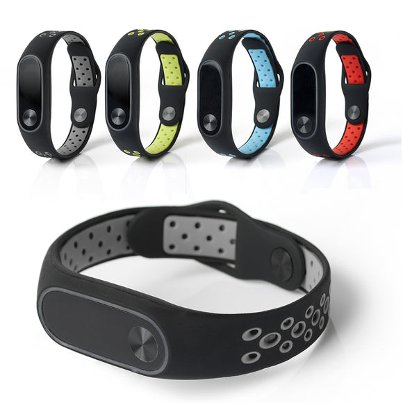 Bakeey Replacement Double Color Silicone Strap Smart Wristband Bracelet for Xiaomi M iband 2