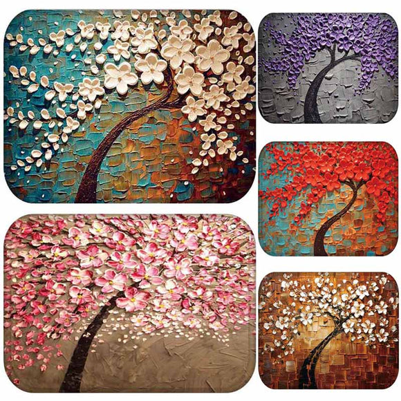 Honana BX-28 40x60cm 3D Painting Tree Pattern Coral Fleece Mat Absorbent Bathroom Anti Slip Carpet